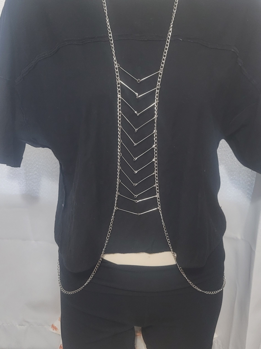 Silver Chevron Body Chain Jewelry for Women